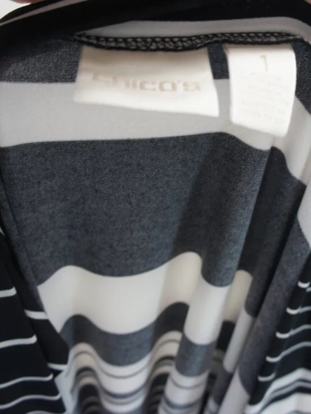 Chico's Stripe Cold Shoulder Tunic Top size 1 - Picture 3 of 4